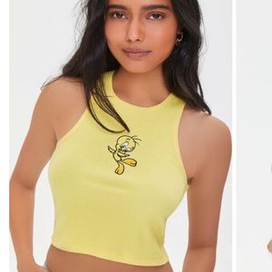 Yellow Looney Tunes Halter Top